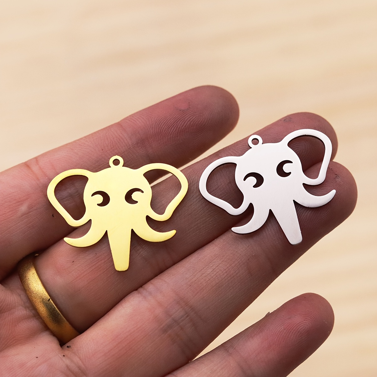 3pcs Cute Elephant 304 Stainless Steel Charm Set
